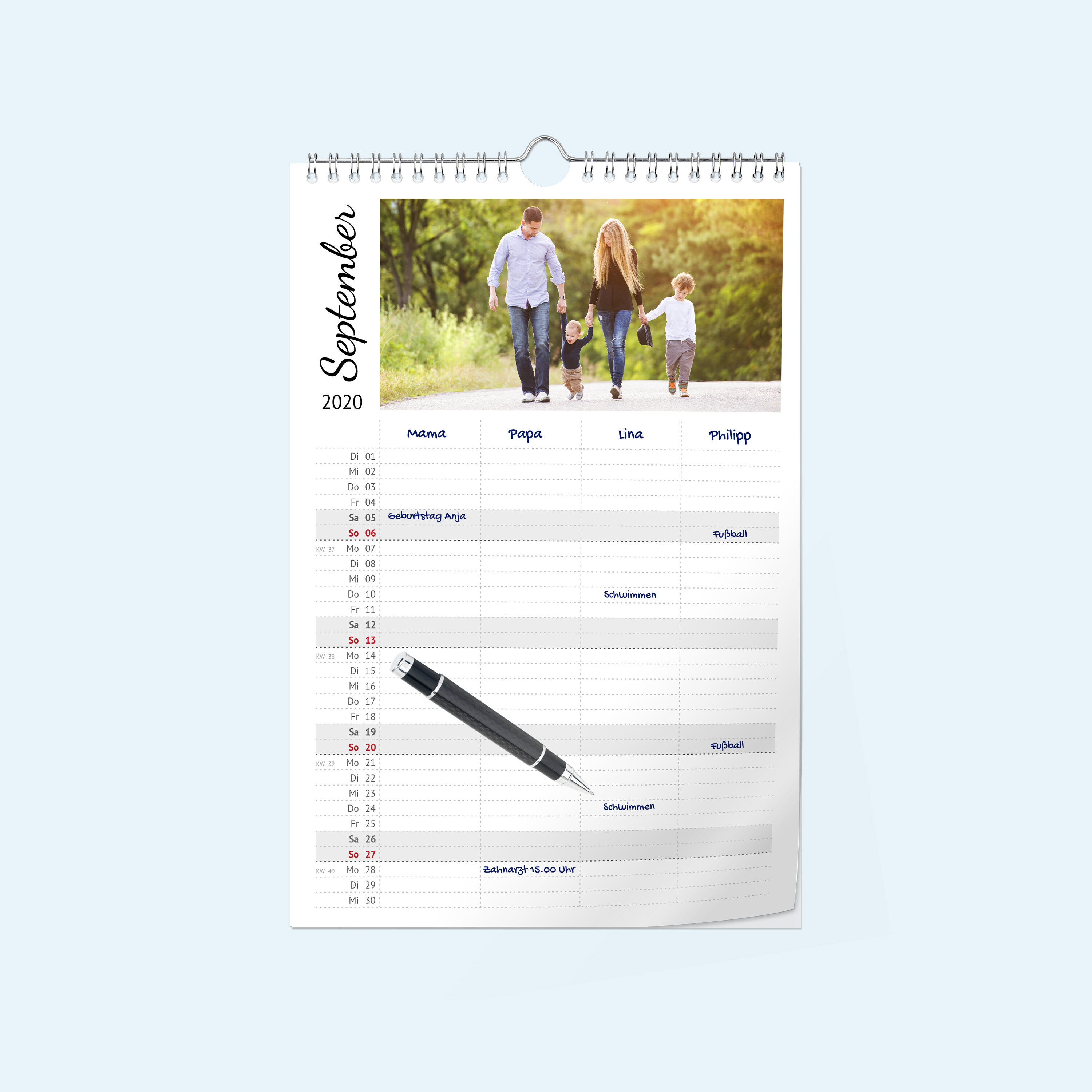 Familienkalender A4 hoch