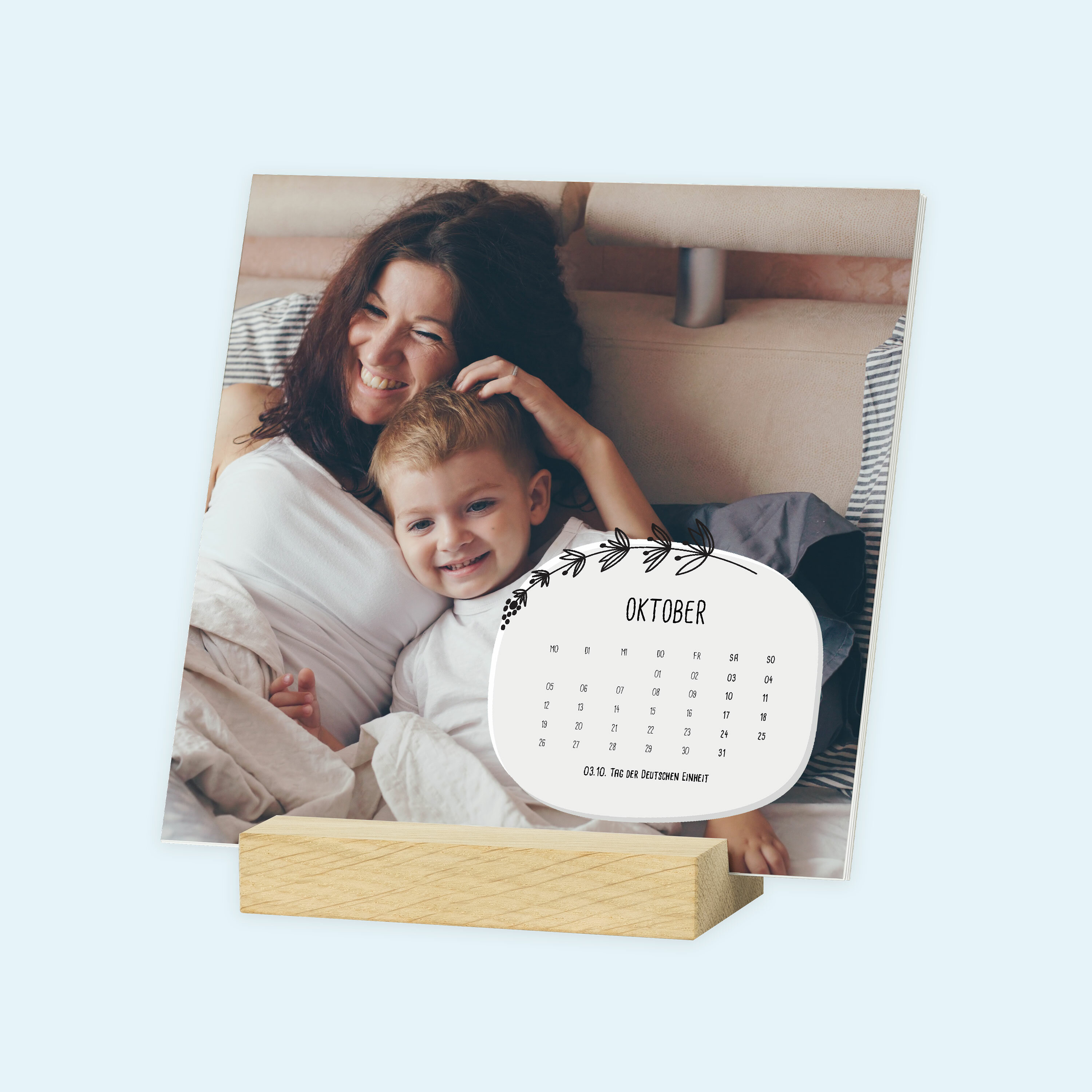 Tischaufstellkalender Holzfuß 15 x 15cm